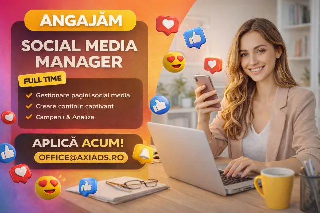 Angajăm Social Media Manager - full time / remote sau hibrid – Sector 1, București