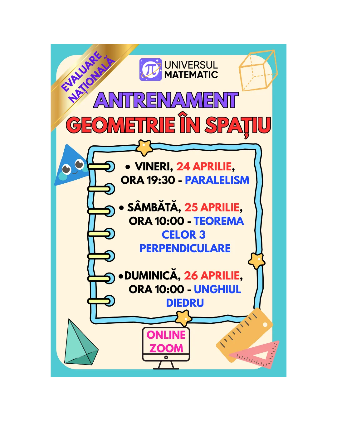 ANTRENAMENT ONLINE GEOMETRIE ÎN SPAȚIU – Sector 6, București