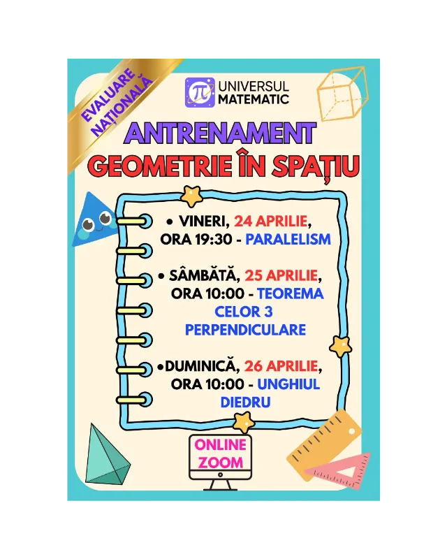 ANTRENAMENT ONLINE GEOMETRIE ÎN SPAȚIU – fotografia 1 din 2