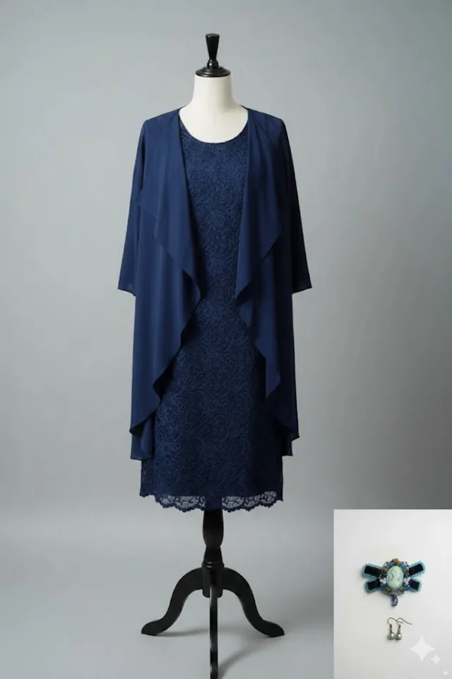 Set elegant rochie dantelă și blaisser bleumarin – Ocazie – Tecuci, Galați