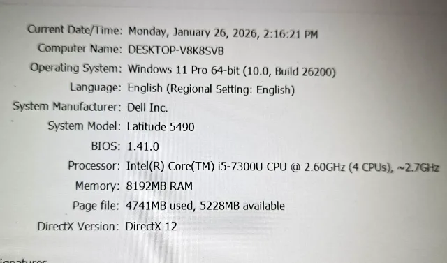 Vand laptop Dell Latitude 5490--14" FHD--i5-7300U--8GB DDR4--120GB SSD NOU tip NVME – fotografia 4 din 7