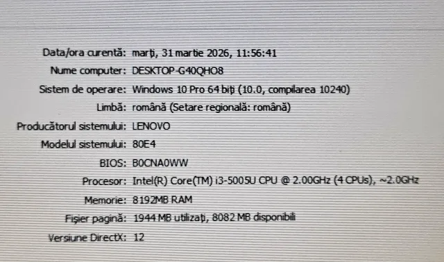 Vand laptop Lenovo--Intel i3-5005U--SSD 120 GB--8GB RAM--Baterie 5 ore – fotografia 6 din 7
