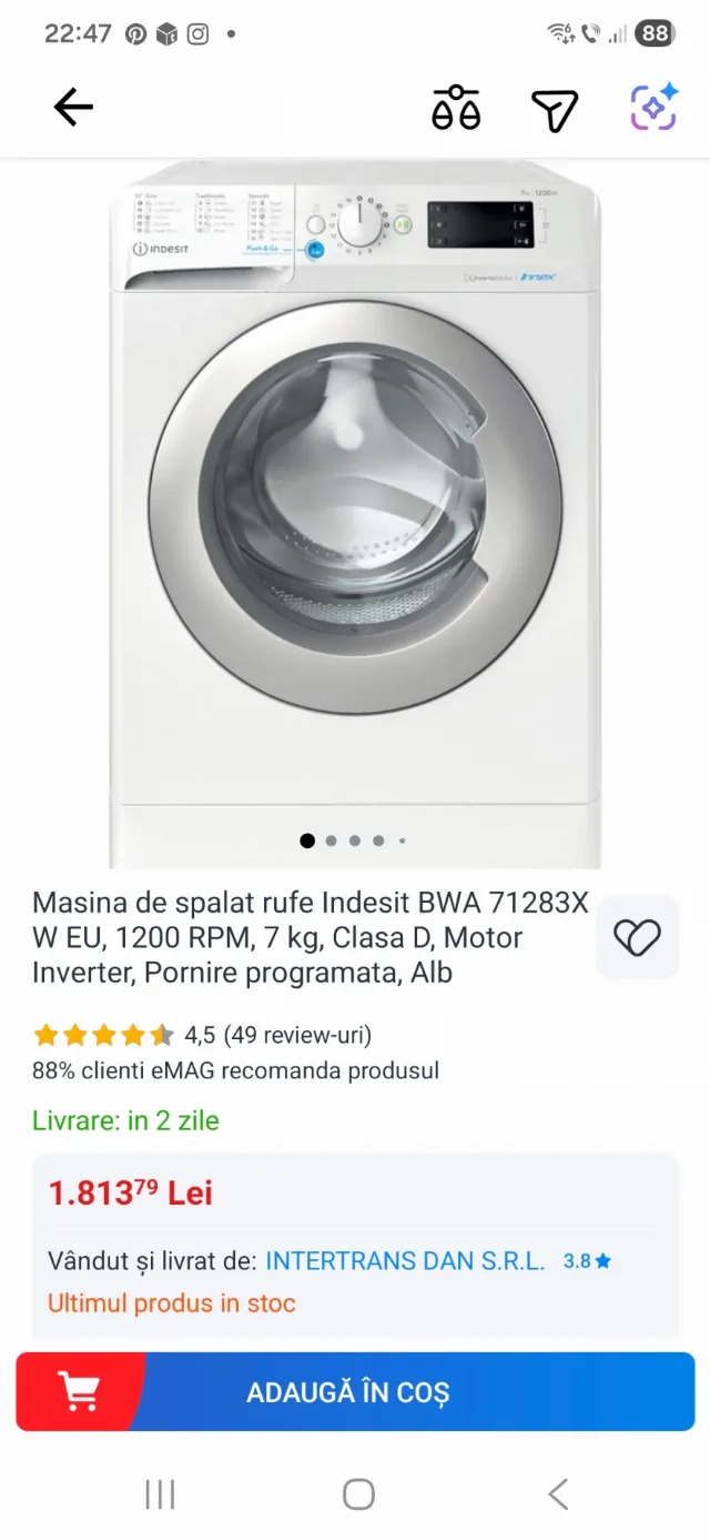 Masina de spalat rufe – Sector 4, București