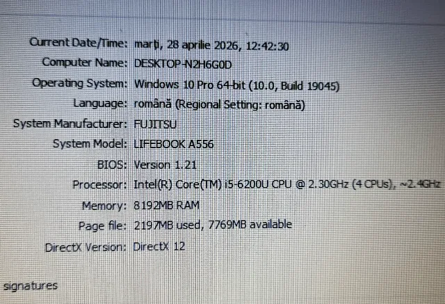 Vand laptop Fujitsu LifeBook A556 / Procesor i5-6200U / 8 GB RAM ( DDR4 ) / SSD 120 GB – fotografia 6 din 8