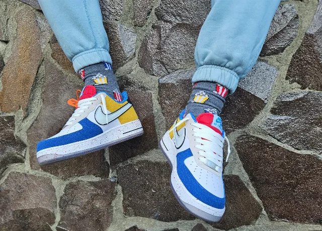 Nike Air Force 1 Los Angeles Alb-Galben-Albastru – fotografia 4 din 8