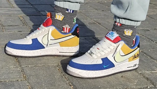 Nike Air Force 1 Los Angeles Alb-Galben-Albastru – fotografia 8 din 8