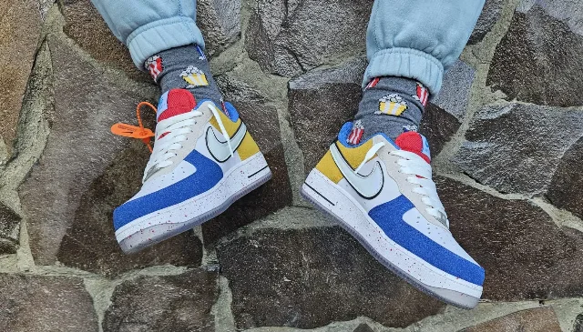 Nike Air Force 1 Los Angeles Alb-Galben-Albastru – fotografia 7 din 8