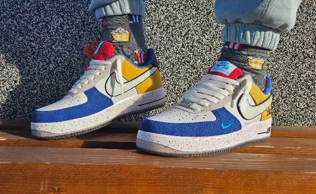 Nike Air Force 1 Los Angeles Alb-Galben-Albastru – fotografia 2 din 8