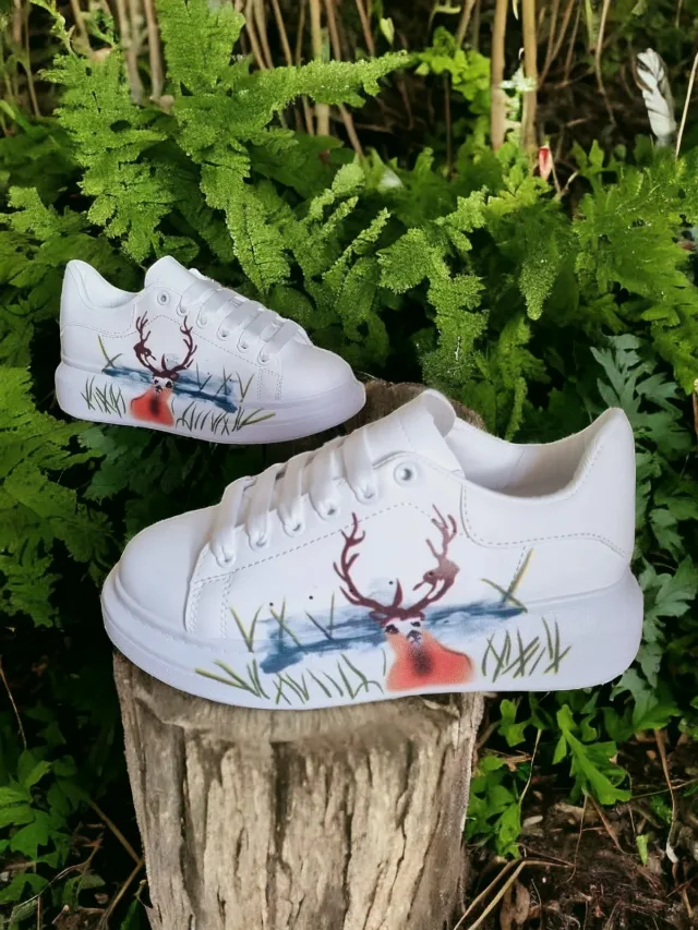 Sneakers / Shoes Pictati Graffiti Deer – fotografia 4 din 4