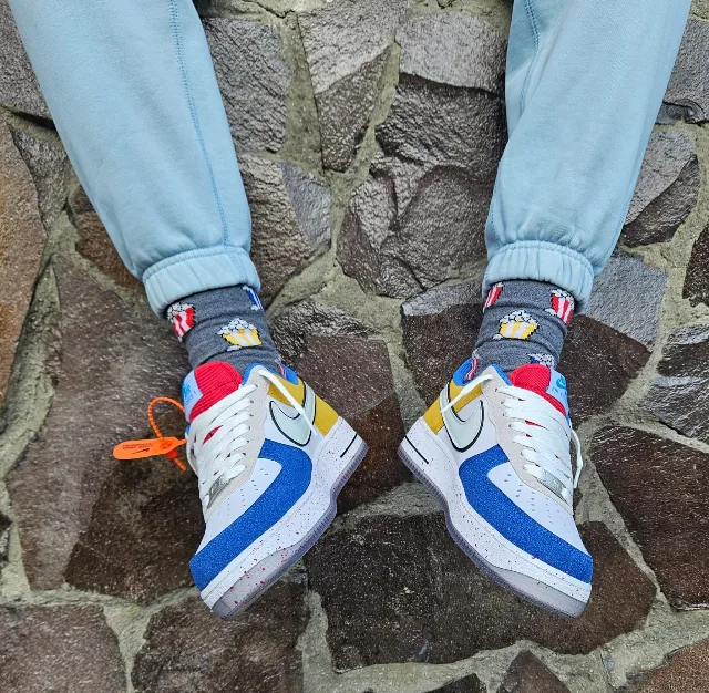 Nike Air Force 1 Los Angeles Alb-Galben-Albastru – fotografia 6 din 8