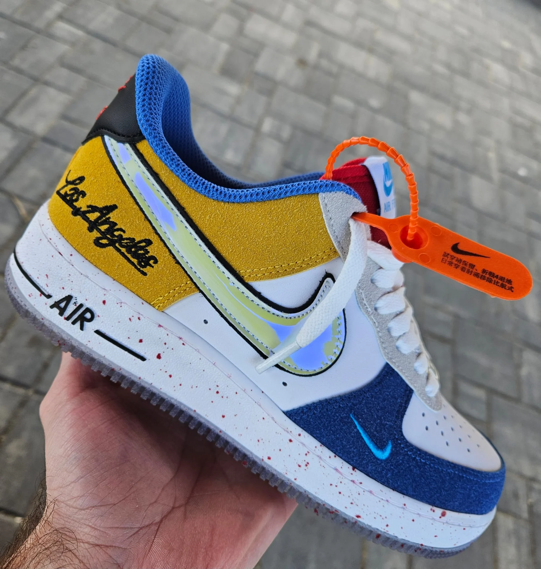 Nike Air Force 1 Los Angeles Alb-Galben-Albastru – fotografia 1 din 8