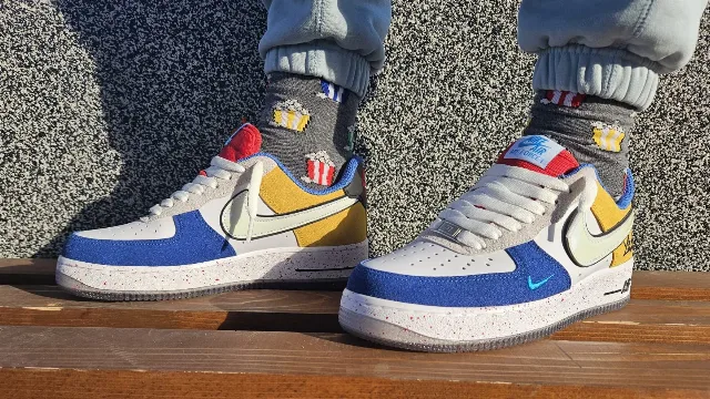 Nike Air Force 1 Los Angeles Alb-Galben-Albastru – fotografia 5 din 8