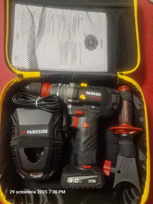 bormașină digitală parkside.are încărcător și acumulator de 5 ah – fotografia 2 din 7