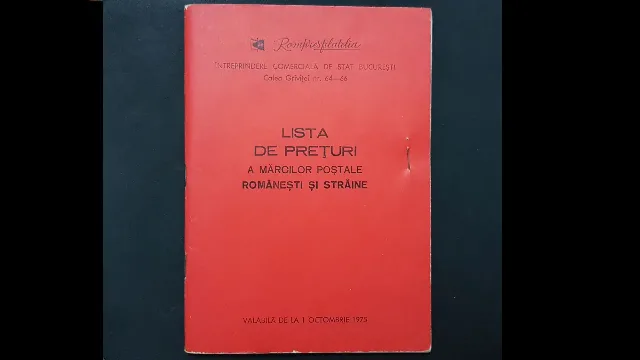 Doua carti cu liste de preturi ale marcilor postale straine si romanesti din 1975 si 1993 – Vatra Dornei, Suceava