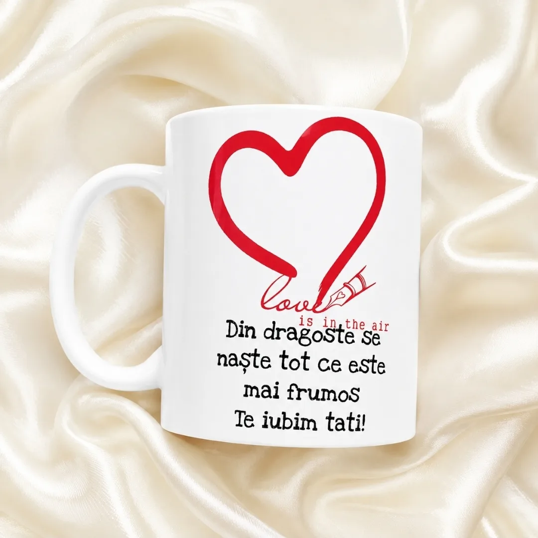 Cana personalizată Te iubim tati+breloc gratuit – fotografia 1 din 1