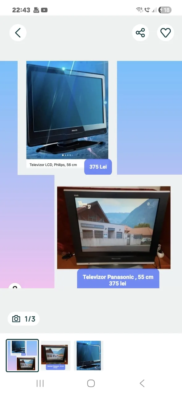 Televizoare : Fiecare cu 375 de Lei,folosit – fotografia 1 din 3