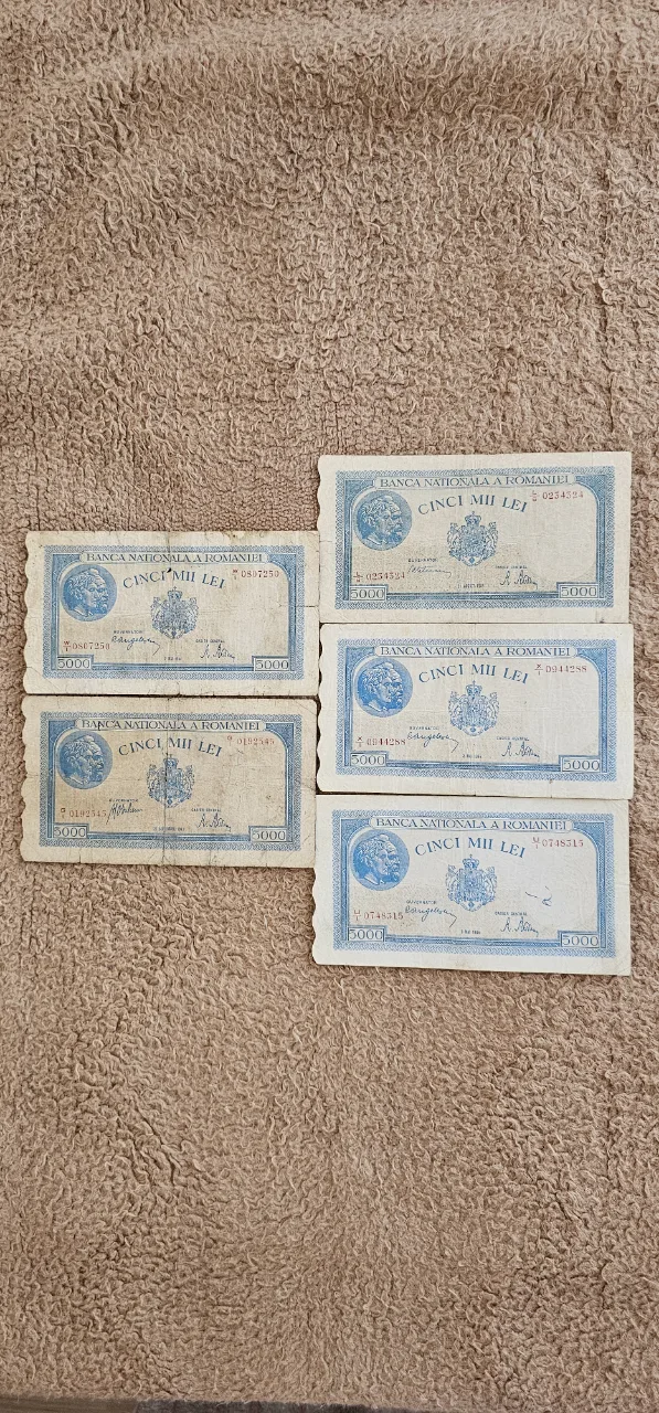 10 bancnote 5ooo lei din anii 19431944 si 1945 – fotografia 1 din 4