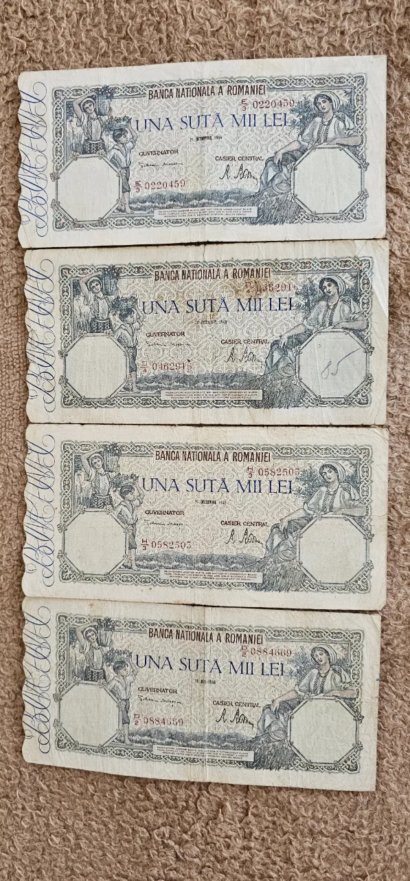 7 bancnote 1oo.ooo lei din anii 1945 si 1946 – fotografia 3 din 4