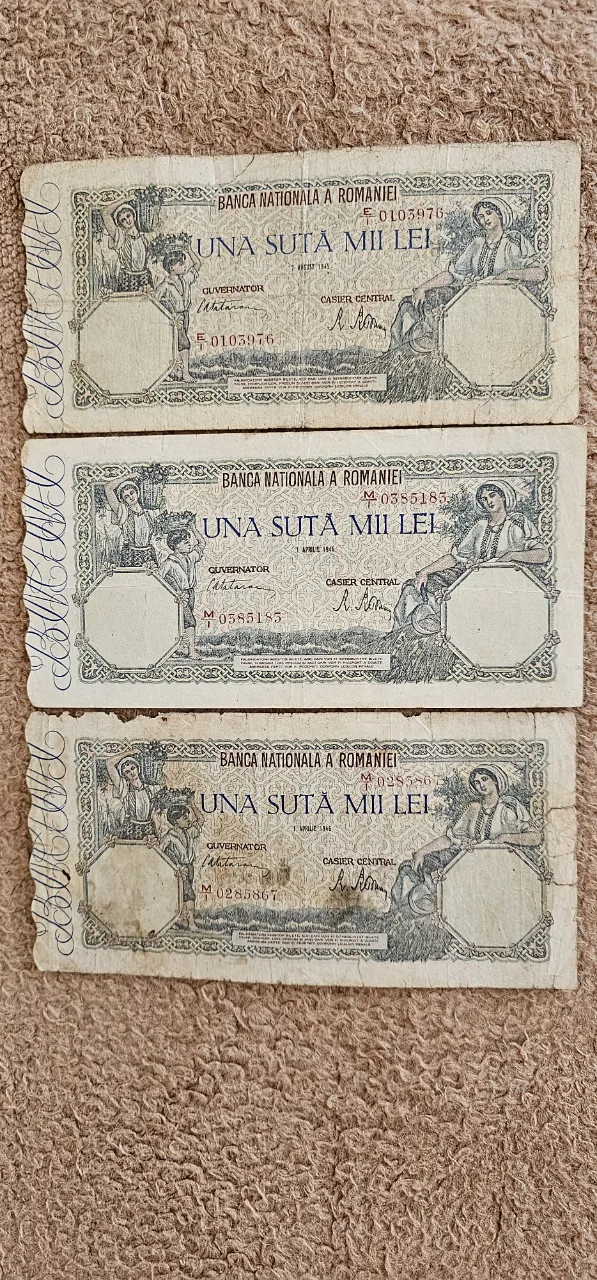 7 bancnote 1oo.ooo lei din anii 1945 si 1946 – fotografia 1 din 4