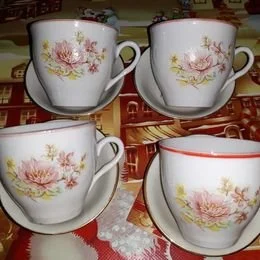 Set de cesti cafea+5 vaze minuscule portelan vintage China – fotografia 2 din 3