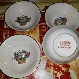 Set de cesti cafea+5 vaze minuscule portelan vintage China – fotografia 1 din 3