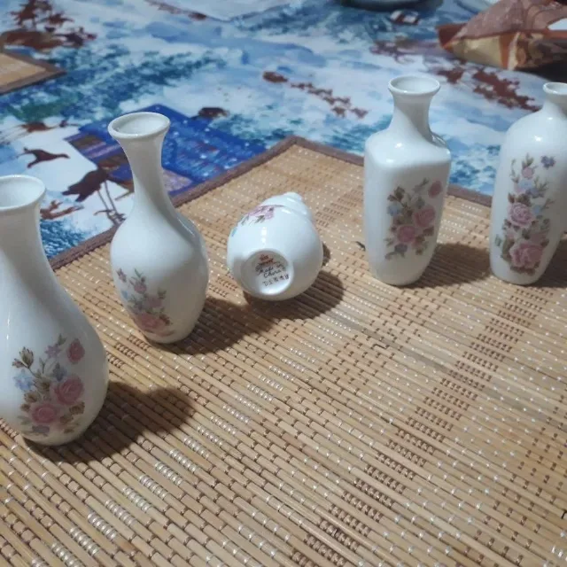 Set de cesti cafea+5 vaze minuscule portelan vintage China – fotografia 3 din 3