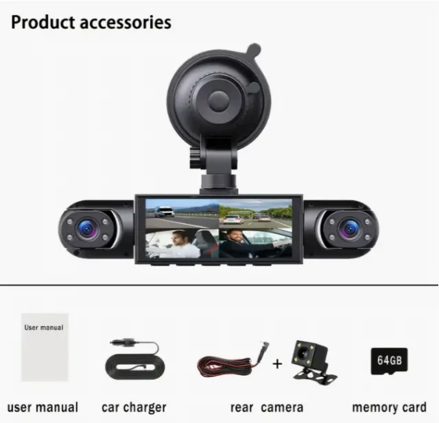 Camere de securitate pentru masina 1080P kit complet , acoperire 360°, card 64GB inclus – fotografia 7 din 8
