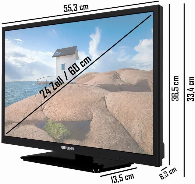 Telefunken 24" (61 cm) 12V / 220V Smart TV – Rulotă, Autorulotă, Barcă – Garantie 12 luni – fotografia 2 din 3