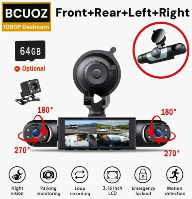 Camere de securitate pentru masina 1080P kit complet , acoperire 360°, card 64GB inclus – Bragadiru, Ilfov