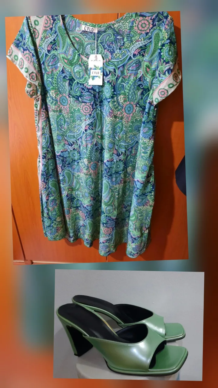 Outfit de vară: Rochie nouă; papuci vernil, vintage – fotografia 1 din 8
