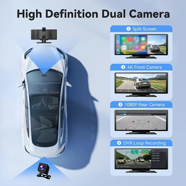 Carplay Auto Portabil Wireless, Ecran Tactil 26cm, CarPlay și Android Auto - Nou – fotografia 7 din 7