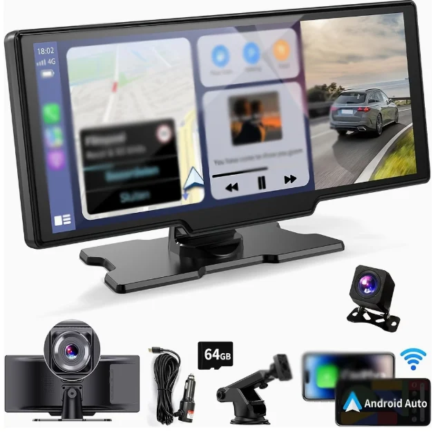 Carplay Auto Portabil Wireless, Ecran Tactil 26cm, CarPlay și Android Auto - Nou – fotografia 2 din 7