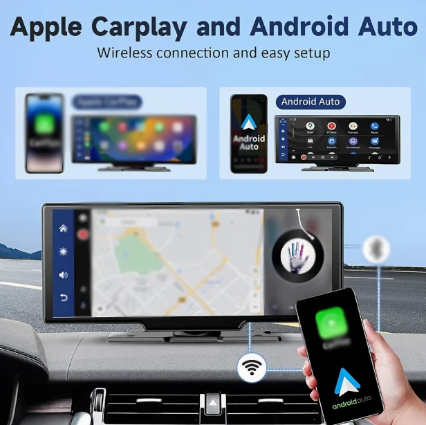 Carplay Auto Portabil Wireless, Ecran Tactil 26cm, CarPlay și Android Auto - Nou – fotografia 3 din 7