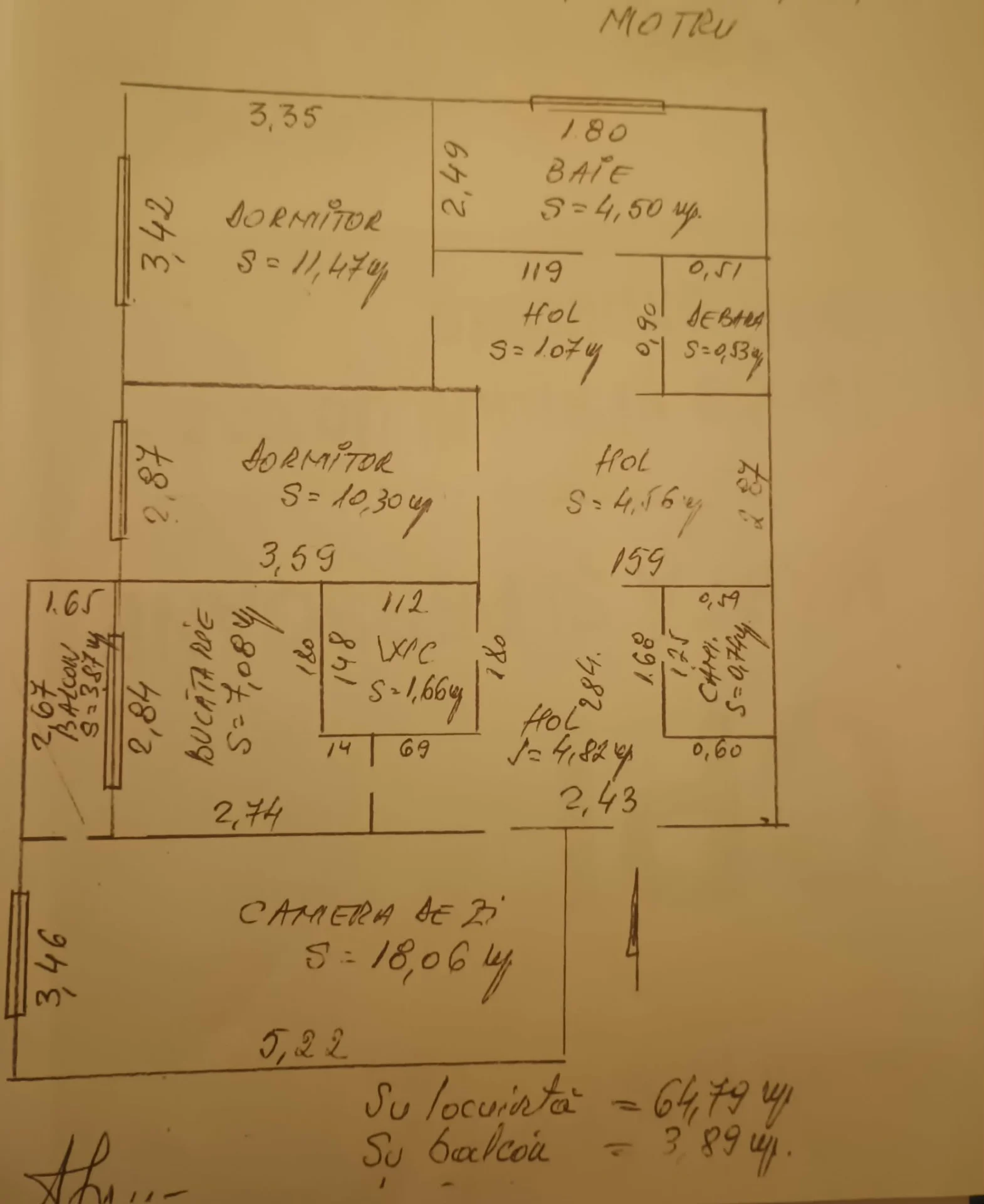 Persoană fizică, ofer spre vânzare apartament cu 3 camere, complet decomandat, situat pe Strada Motrului, nr. 10 (în Motru). – fotografia 1 din 1