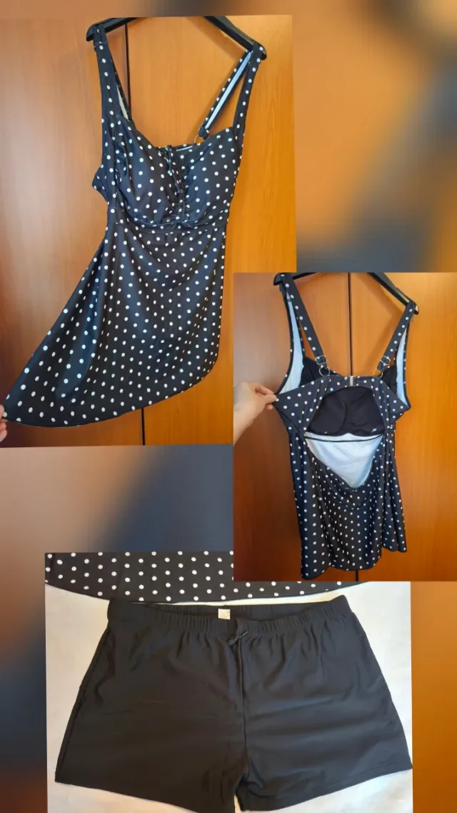 Costum de baie tip tankini, format din 2 piese: top lung tip maiou și pantaloni #60, Nou – fotografia 5 din 8