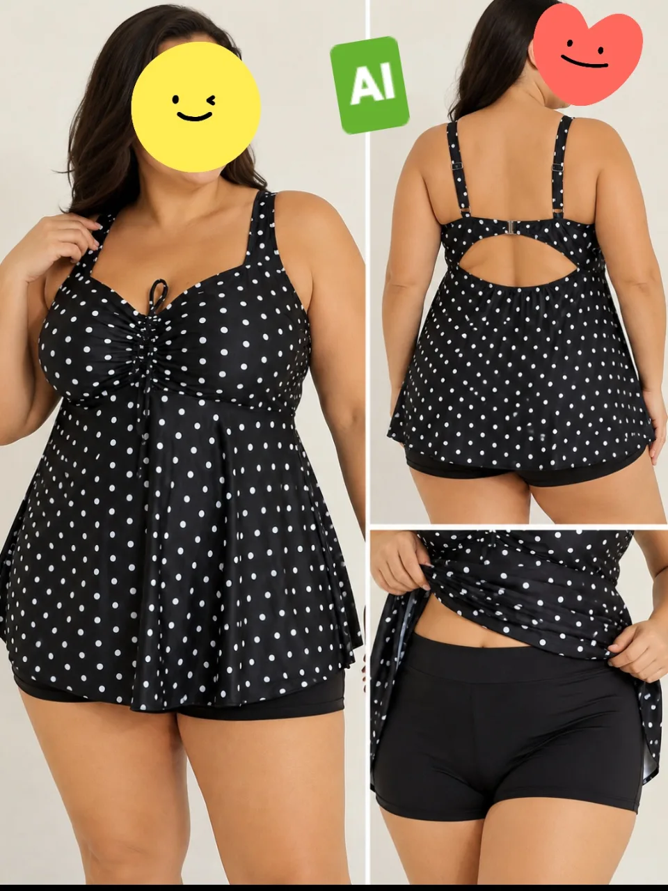 Costum de baie tip tankini, format din 2 piese: top lung tip maiou și pantaloni #60, Nou – fotografia 1 din 8