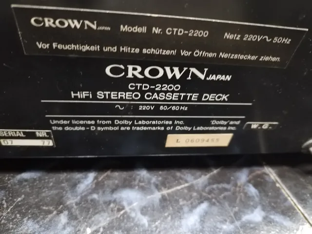 Casetofon deck Crown ctd-2200 Hi-Fi japonez – fotografia 3 din 8