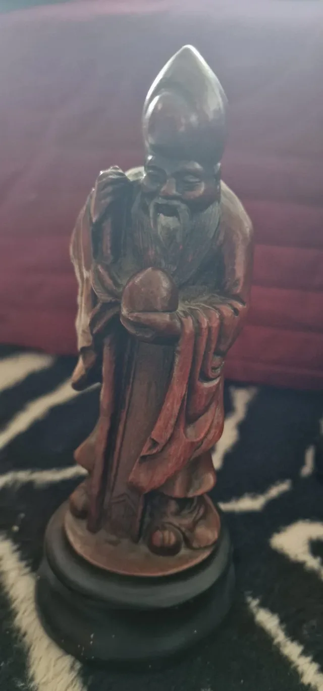 2 statuete vintage, rare reprezentand zei chinezi ai longevității – fotografia 4 din 5