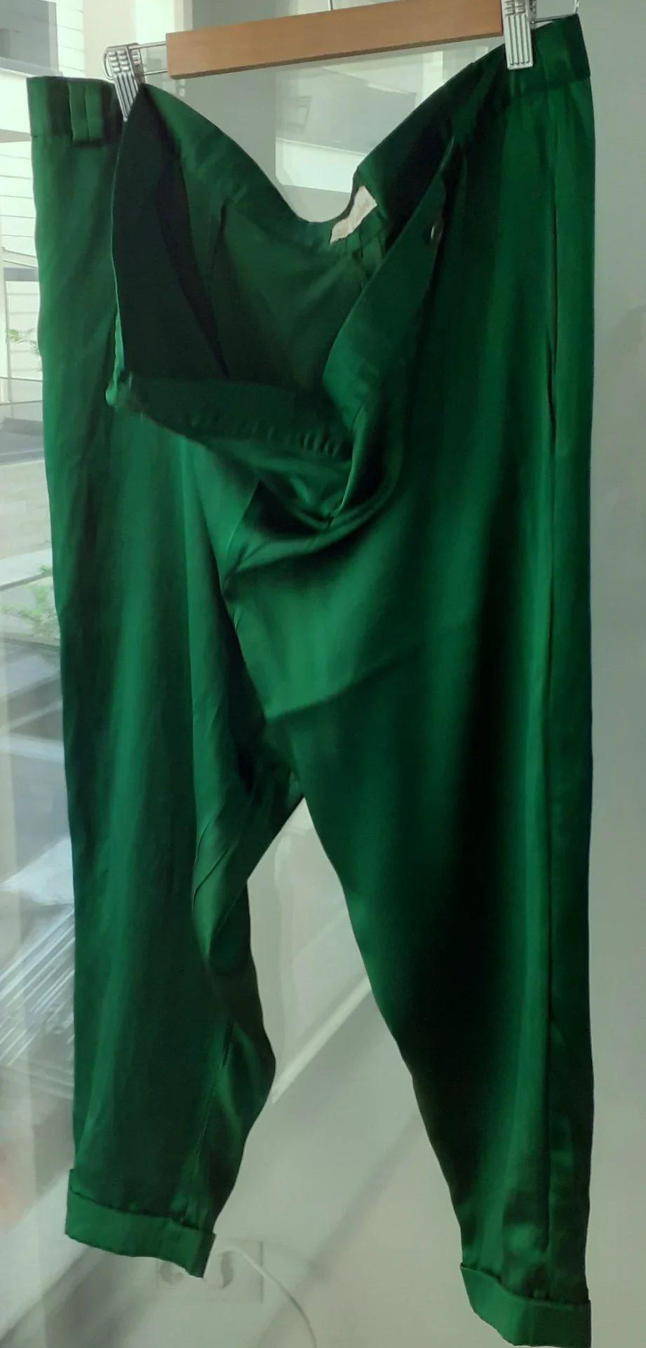 Pantaloni "Il Creatore", matasosi, culoarea verde, pentru sarcina avansata – Sector 5, București