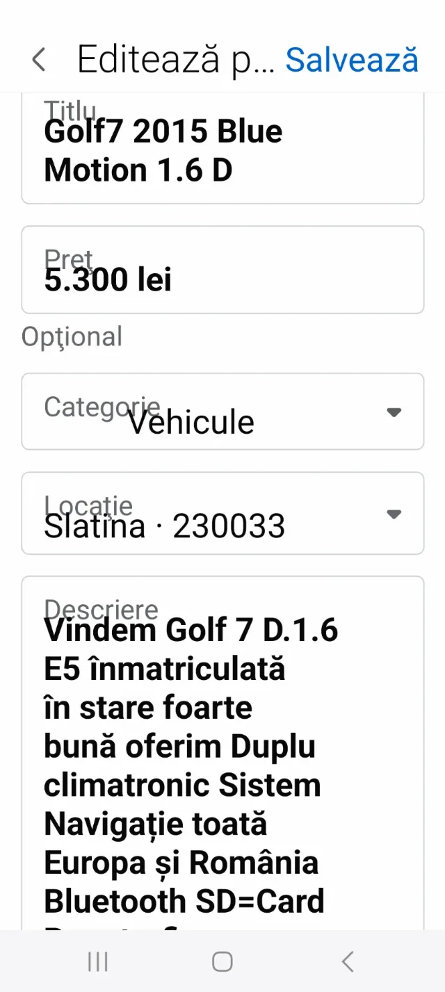 Vw golf 7  1.6D  E5 – fotografia 3 din 8