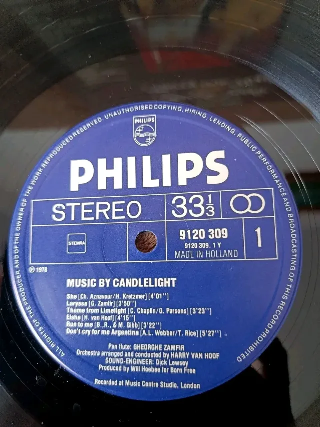 GHEORGHE ZAMFIR & Orchestra Harry van Hoof - Music By Candlelight  (LP 1978 Philips Olanda) – fotografia 3 din 3