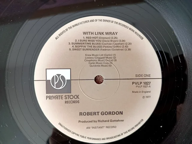ROBERT GORDON - With Link Wray (LP 1977 UK) – fotografia 3 din 3
