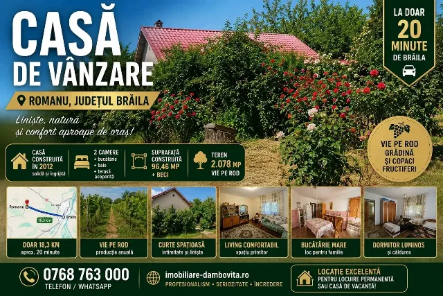 Casă si teren de vânzare la Romanu, Brăila – Romanu, Brăila