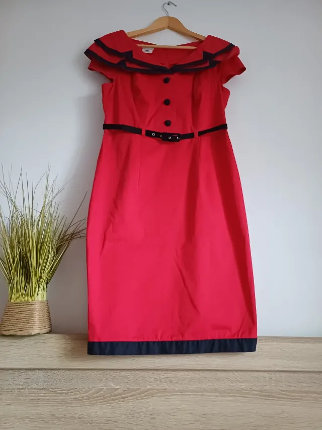 Rochie superbă în stil retro, de un roșu vibrant, brand madame – fotografia 1 din 8
