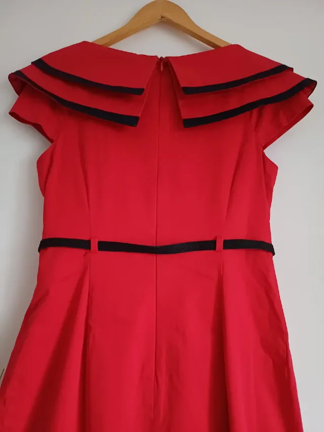 Rochie superbă în stil retro, de un roșu vibrant, brand madame – fotografia 4 din 8