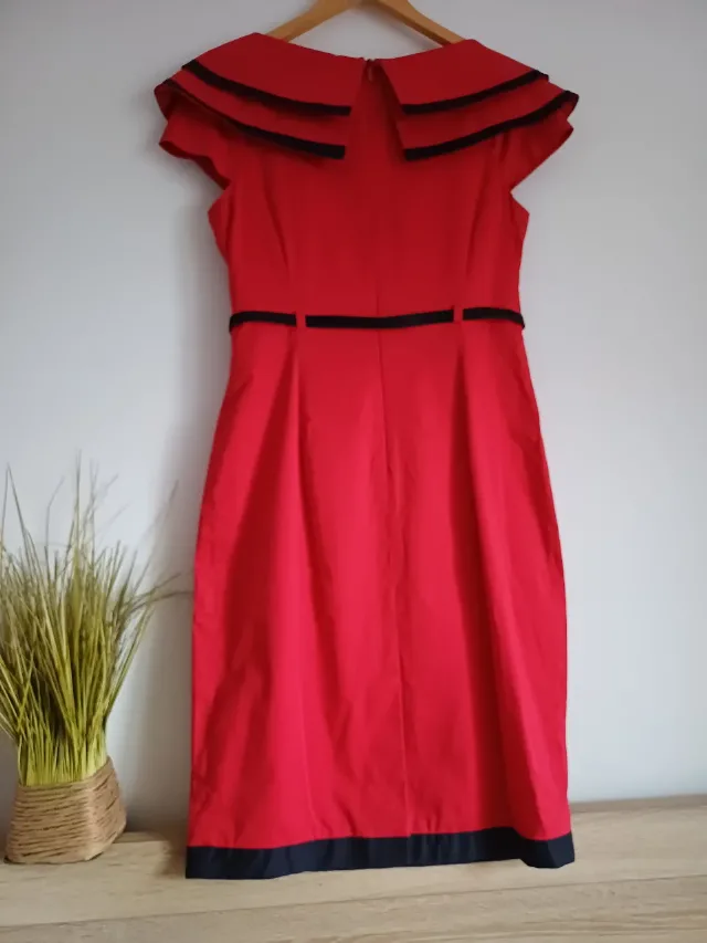 Rochie superbă în stil retro, de un roșu vibrant, brand madame – fotografia 2 din 8