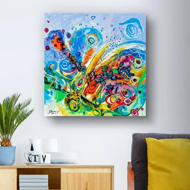pictura abstracta cu albastru – fotografia 4 din 8