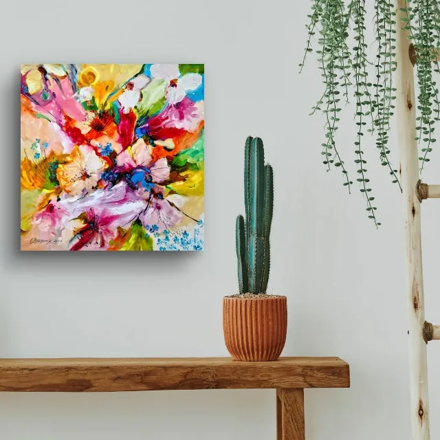 Pictura abstracta cu flori – fotografia 7 din 7