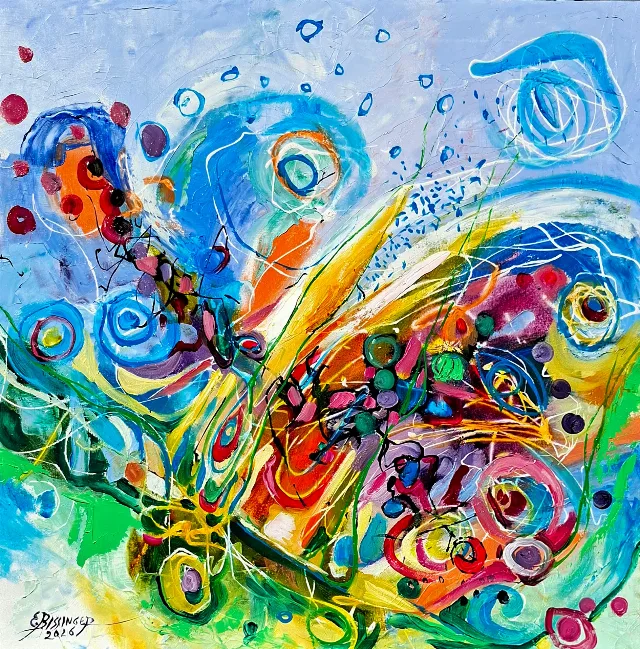 pictura abstracta cu albastru – Beius, Bihor