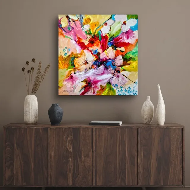 Pictura abstracta cu flori – fotografia 5 din 7